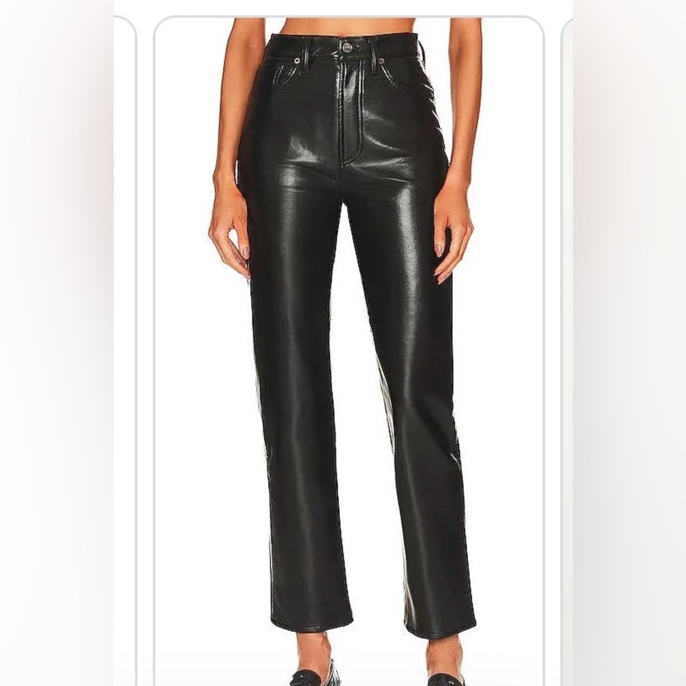 AGolde recycled leather 90's pinch waist black patent size 26